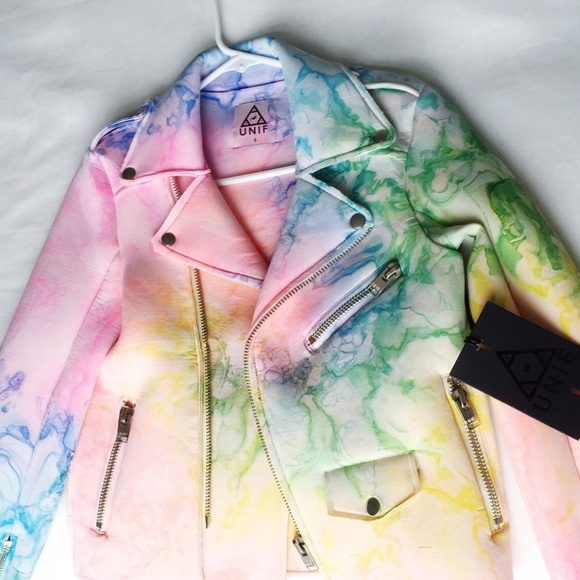 UNIF Jackets & Blazers - SOLD ON DEPOP ! RARE UNIF I DYE MOTO JACKET